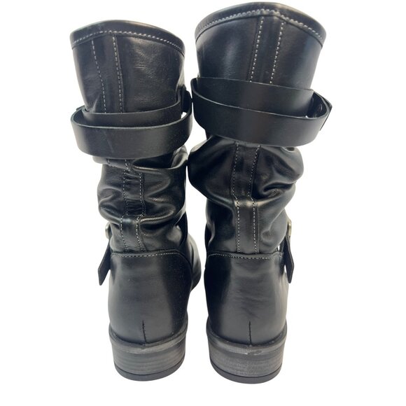 Eric Michael Womens Black Leather Pull On Moto Laguna Boot Size EU 38 - Picture 3 of 9